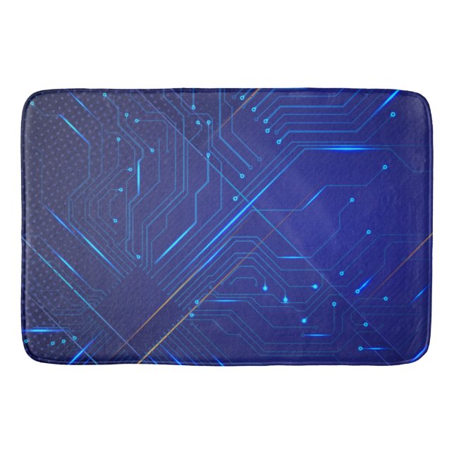 Tapis De Bain Motif de circuit bleu et or (Devant)