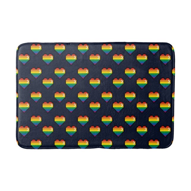 Tapis De Bain Motif de coeur Rainbow 8 Bit (Devant)