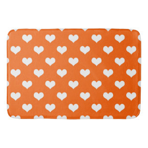 Tapis De Bain Motif de coeurs charmants orange blanc 