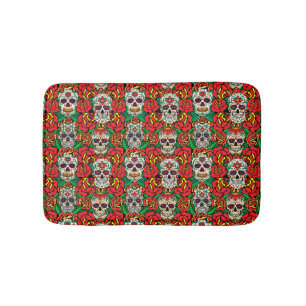 Tapis De Bain Motif de crânes floraux
