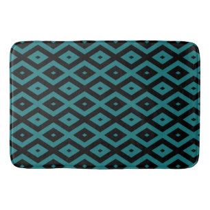Tapis De Bain motif de diamants turquoise et noir
