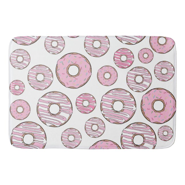 Tapis De Bain Motif De Donuts, Donuts Roses, Saupoudrages (Devant)