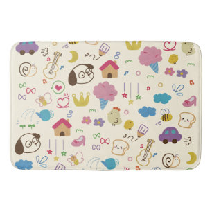 Tapis De Bain Motif de doodle mignon pour enfants