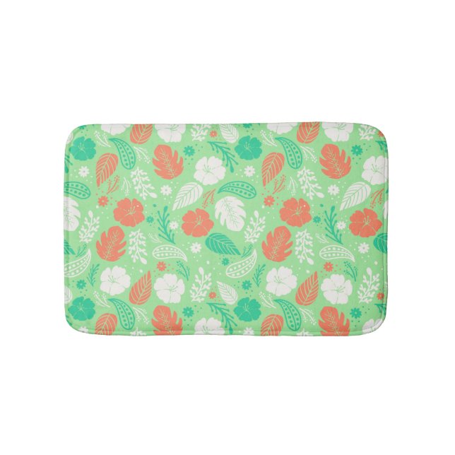 Tapis De Bain Motif de feuillage vert et orange (Devant)