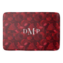 Motif de feuille Abstraite rouge foncé Monogrammé