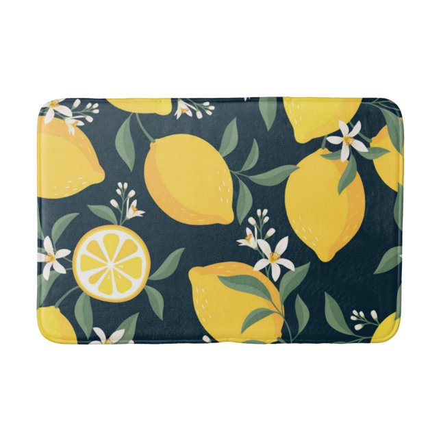 Tapis De Bain Motif de feuille jaune citron (Devant)