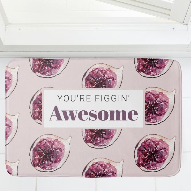 Tapis De Bain Motif de Fig violet moderne & Vous êtes Figgin' Aw (Créateur téléchargé)