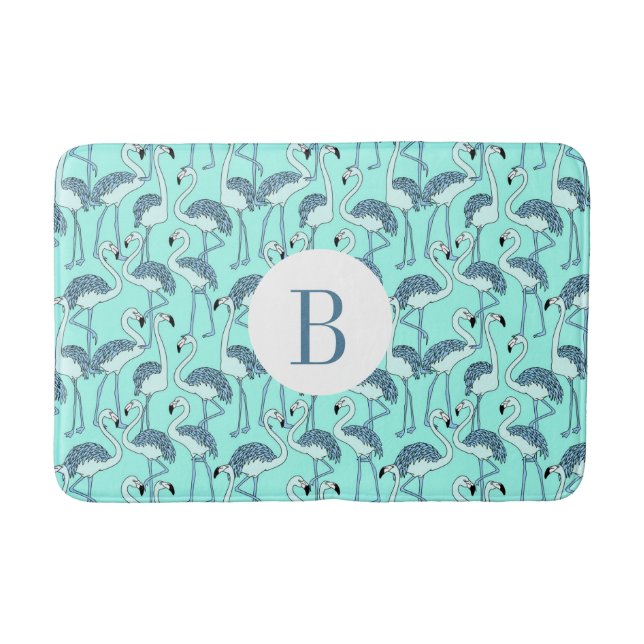Tapis De Bain Motif de flamme tropicale de Monogramme moderne (Devant)