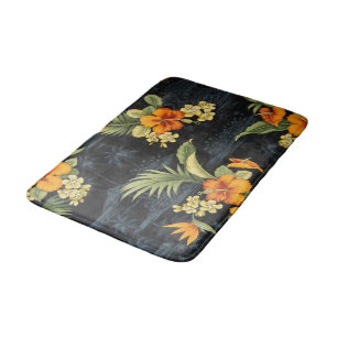 Tapis De Bain Motif de fleur orange hawaïen élégant de ketmie