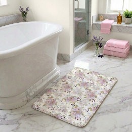 Tapis De Bain Motif de fleur sauvage botanique pastel à l'aquare