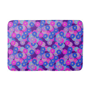 Tapis De Bain Motif de fleurs Art Déco - violet, bleu et violet