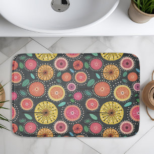 Tapis De Bain Motif de fleurs folkloriques Boho Scandi