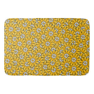 Tapis De Bain Motif de fleurs jaune vif ensoleillé