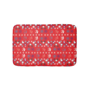 Tapis De Bain Motif de flocon de neige moderne Red Christmas