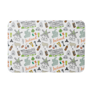 Tapis De Bain Motif de griffonnage de croquis de l'Irlande