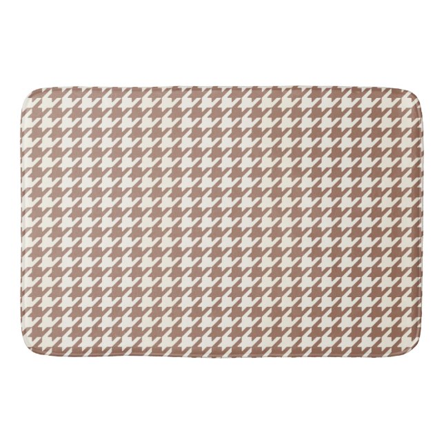 Tapis De Bain Motif de Houndstooth Mocha Mousse et blanc (Devant)