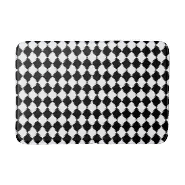 Tapis De Bain Motif de Jacquard Diamant noir et blanc (Devant)