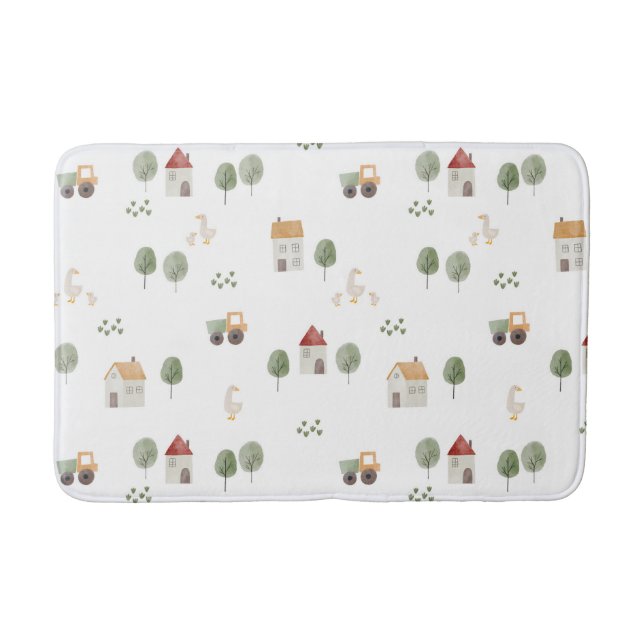 Tapis De Bain Motif de la ferme d'aquarelle (Devant)