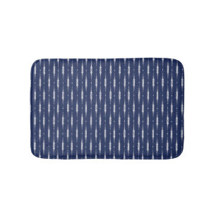 Tapis De Bain Motif de ligne complexe marine et blanche