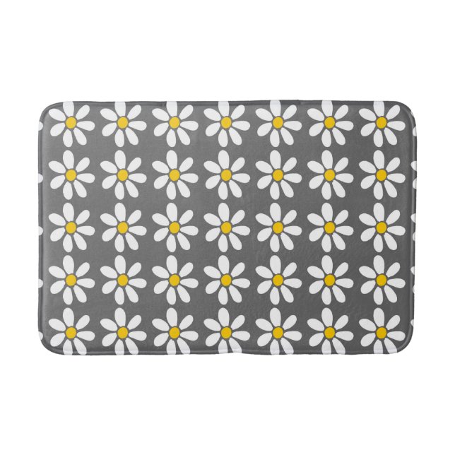 Tapis De Bain Motif de marguerite jaune et blanc (Devant)