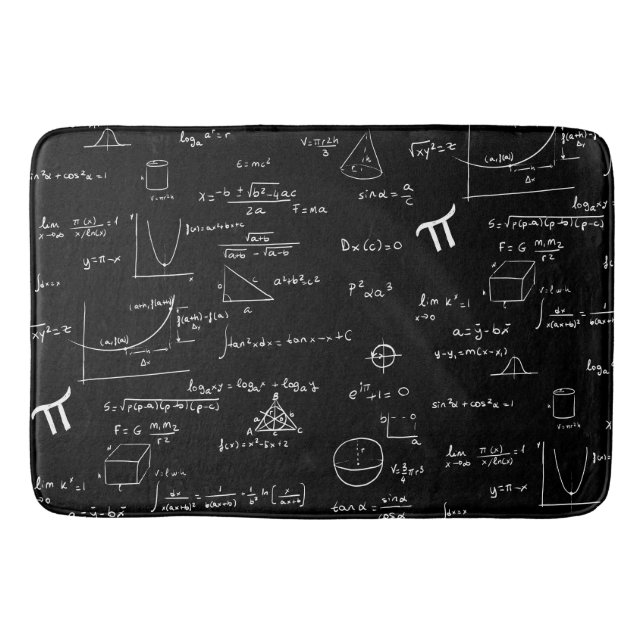 Tapis De Bain Motif de mathématiques noir et blanc moderne (Devant)