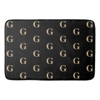 Tapis De Bain Motif de monogramme noir et tan