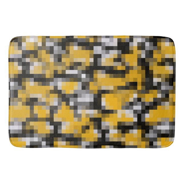 Tapis De Bain Motif de mosaïque moderne Jaune Noir Blanc (Devant)