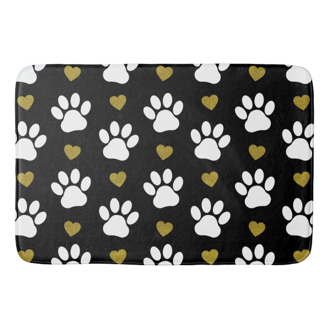 Tapis De Bain Motif De Pâtes, Pâtes De Chien, Pâtes Blanches, Co (Devant)