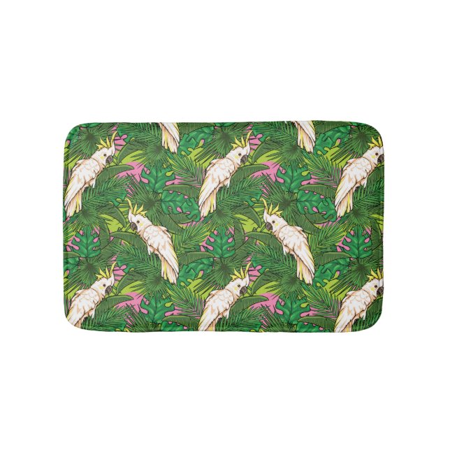 Tapis De Bain Motif de perroquets avec Feuilles de palme (Devant)