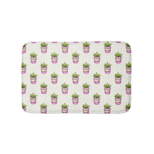Tapis De Bain Motif de point Polka Succulent Aquarelle
