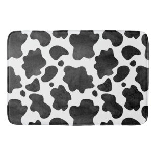 Tapis De Bain Motif de points de vache Poster de animal noir et