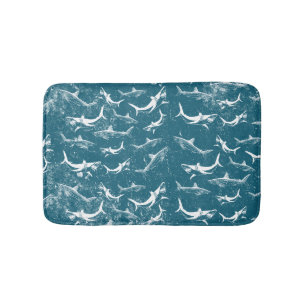 Tapis De Bain Motif de requins bleus en détresse