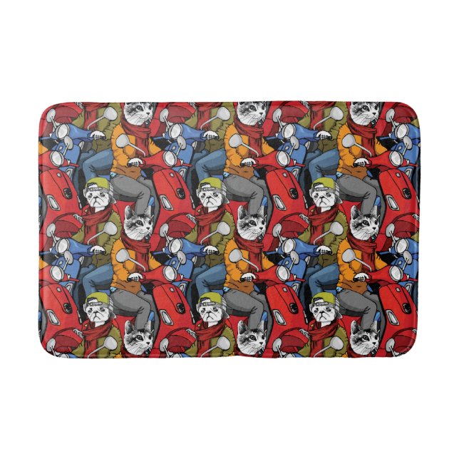 Tapis De Bain Motif de scooter de chats et de chiens (Devant)