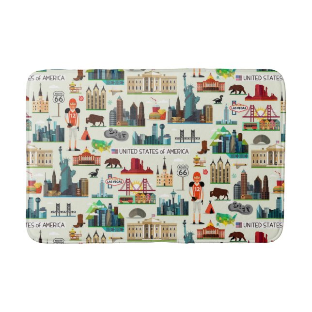 Tapis De Bain Motif de symboles des Etats-Unis (Devant)