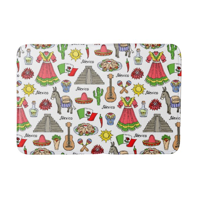 Tapis De Bain Motif de symboles du Mexique | (Devant)