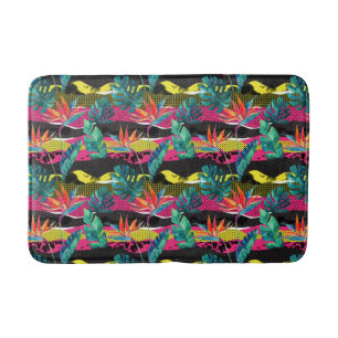 Tapis De Bain Motif de texture tropicale Abstraite de Neon