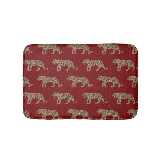 Tapis De Bain Motif de tigre de Parties scintillant rouge noir f (Devant)