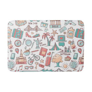 Tapis De Bain Motif de touristes en pastel