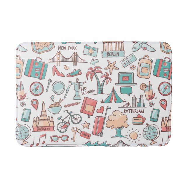 Tapis De Bain Motif de touristes en pastel (Devant)