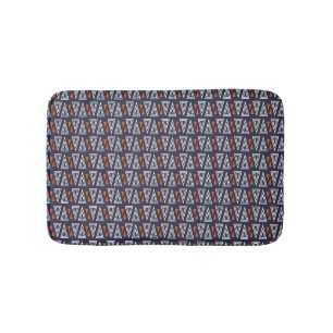 Tapis De Bain Motif de triangles géométriques bleu foncé et roug