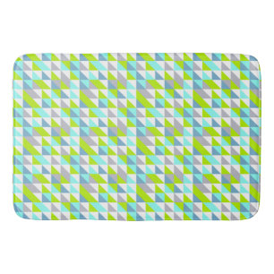 Tapis De Bain Motif de triangles gris bleu vert géométrique