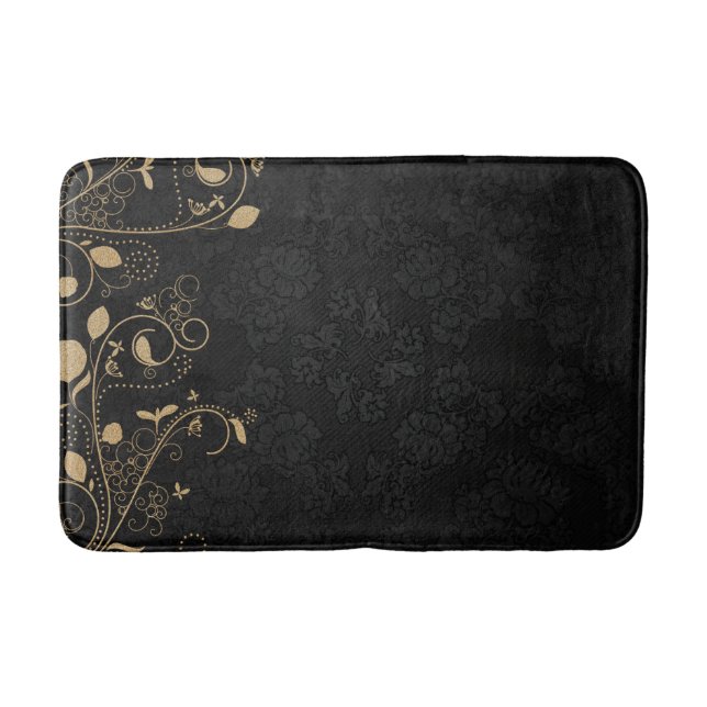 Tapis De Bain Motif décoratif noir et or (Devant)