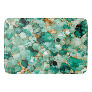 Tapis De Bain Motif d'encre d'alcool Mint Vert or
