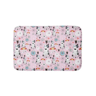 Tapis De Bain motif des chats et des fleurs