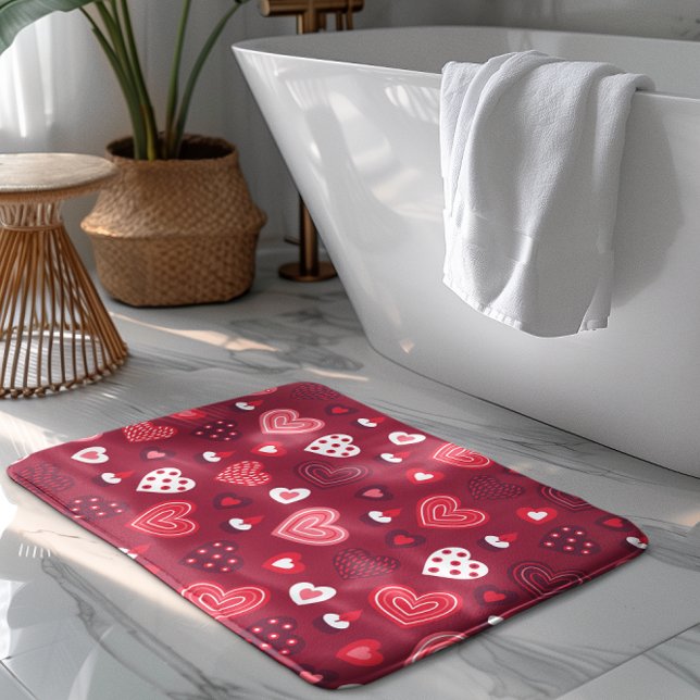 Tapis De Bain Motif des coeurs de la Saint-Valentin rouge (Créateur téléchargé)