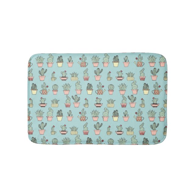 Tapis De Bain Motif dessiné mignon coloré de style de cactus à (Devant)
