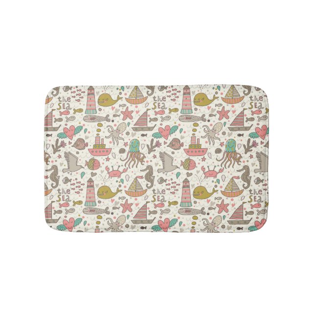 Tapis De Bain Motif D'Été Amusant Avec Navires (Devant)