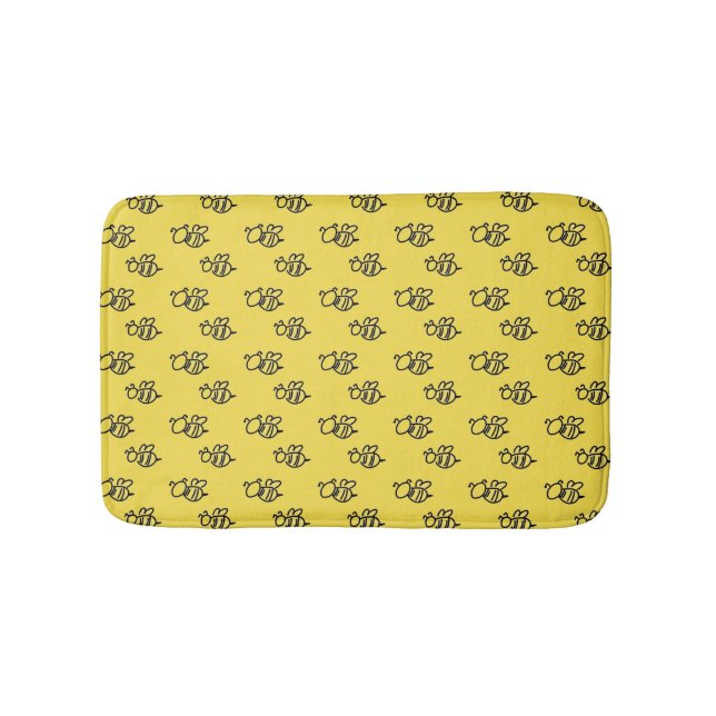 Tapis De Bain Motif d'été des abeilles jaune vif (Devant)