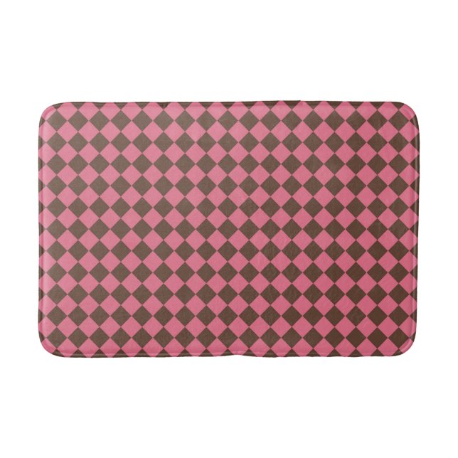 Tapis De Bain Motif diamant de Checker Brown rose (Devant)