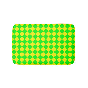 Tapis De Bain Motif diamant jaune-vert Checker